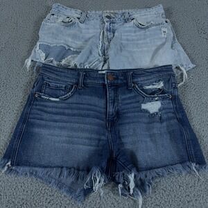 LOT OF 2 BKE Shorts Womens 28 Blue Gabby Denim 3" Jean Jorts Y2K Stretch Cut Off